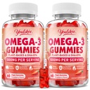 2 Pack Vegan Omega-3 Gummie 1000mg, Omega 3 Fischöl Alternative für Erwachsene, Pflanzenbasierte DHA 460mg & EPA 230mg w/Vitamin A, C, E, Erdbeeren Geschmack, 120 Count