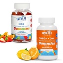Multivitamines halales pour les enfants (90 comtes) et Oméga 3 halal pour les adultes et les enfants (60 comtes) - Gummées halales non OGM, végétariennes, sans gluten