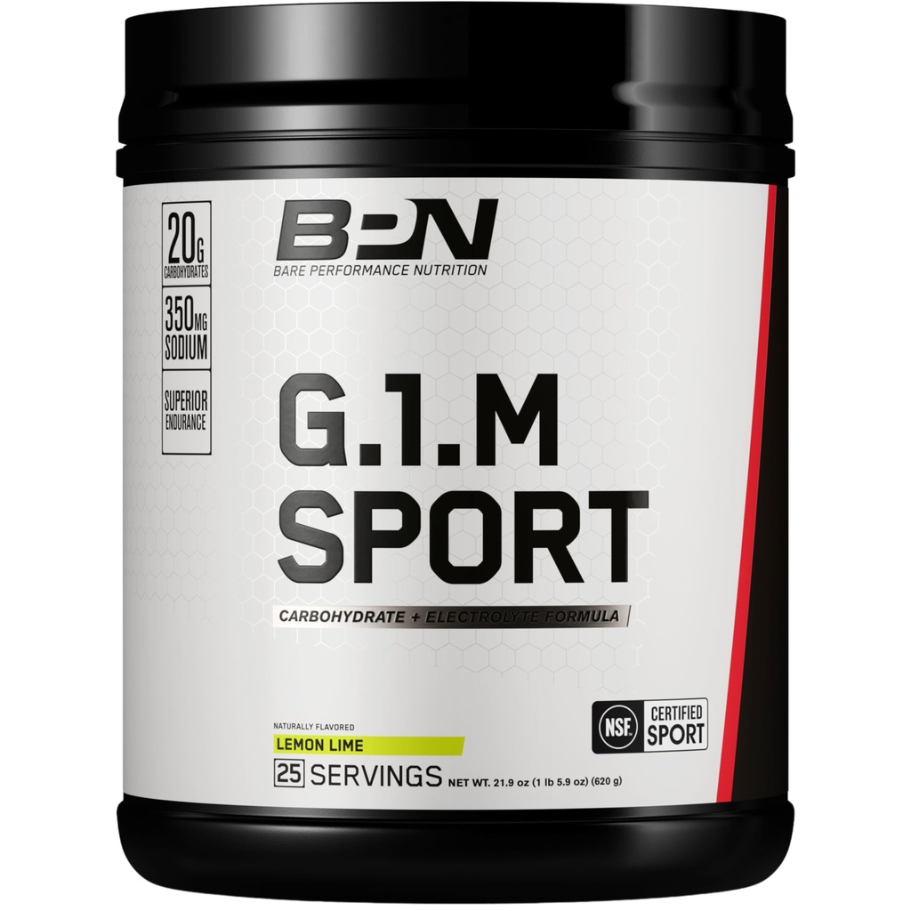 BARE PERFORMANCE NUTRITION, BPN G.1.M Go One More Sport, Endurance Training Fuel, Superior Carbohydrate & Electrolytes Powder Formula, Ridurre Fatigue, Lime di limone, 25 Serve