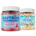 Saffron + Magnésium Glycinate+ Omega-3 - Gummies concentrées calmes + Gummies de L-méthylfolate pour enfants, 5-MTHF actif + Méthyl B12, Vitamine B6, B2, Choline, Omega végétal 3 DHA & EPA, multivitamine méthylée