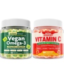 Nextdia Vegan Omega 3 Gummies + Whole Food Vitamin C Gummies for Adults & Kids