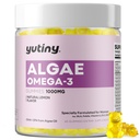 Omega végétalien 3 Gummies pour les femmes, Algae Omega 3 1000mg Supplément avec DHA, EPA, GLA, vitamine A, E, B12, Folate, santé de la peau et du cerveau, sans sucre, 60 Compte