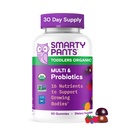 SmartyPants Organic Toddler Multivitamine Gummies: Probiotiques, Oméga 3 (ALA), Vitamine D3, C, Vitamine B12, B6, A, K & Zinc, Beta Carotène, Sans gluten, Trois arômes de fruits, 60 Compte (30 jours)
