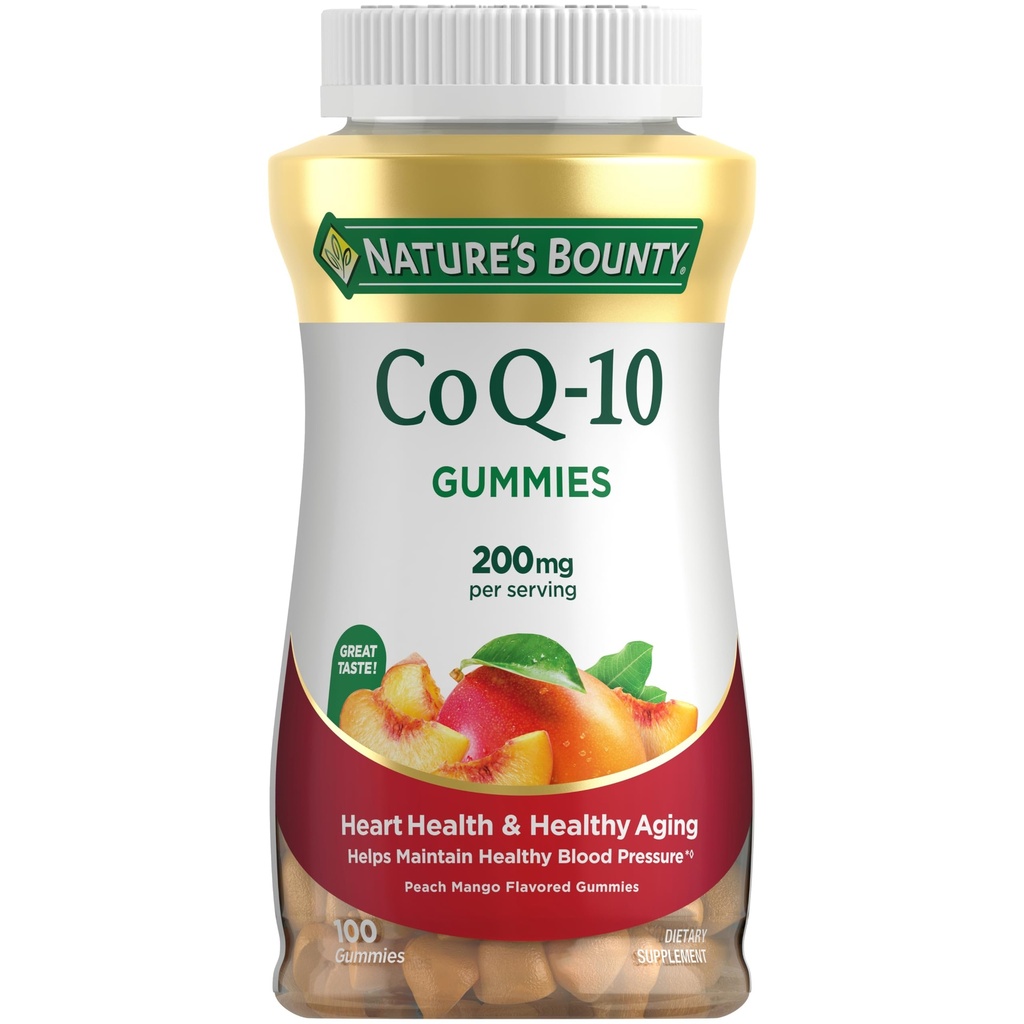 Nature de Bounty CoQ10 Gummies, soutient la santé cardiaque, CoQ10 200mg, Peach Mango Flavor, 100 Coun