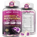 Multivitamine pour les femmes 50 Plus Gommies, Omega végétalien 3, Méthylfolate, Calcium, D3 K2, CoQ10, Vitamine quotidienne A C E, Méthylé B12, Biotine, Complexe B, Zinc - Bone, Énergie, Longévité - Sans sucre, 60Contenu