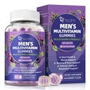 Multivitamines pour hommes, hommes Multivitamines Gummies w/Omega-3, Probiotiques, Inositol, Folate, Biotine, Zinc, Vitamines A, C, D, E, B, - Soutien Cœur, Cerveau, Muscle, Énergie, Sans sucre, Arôme de mûre