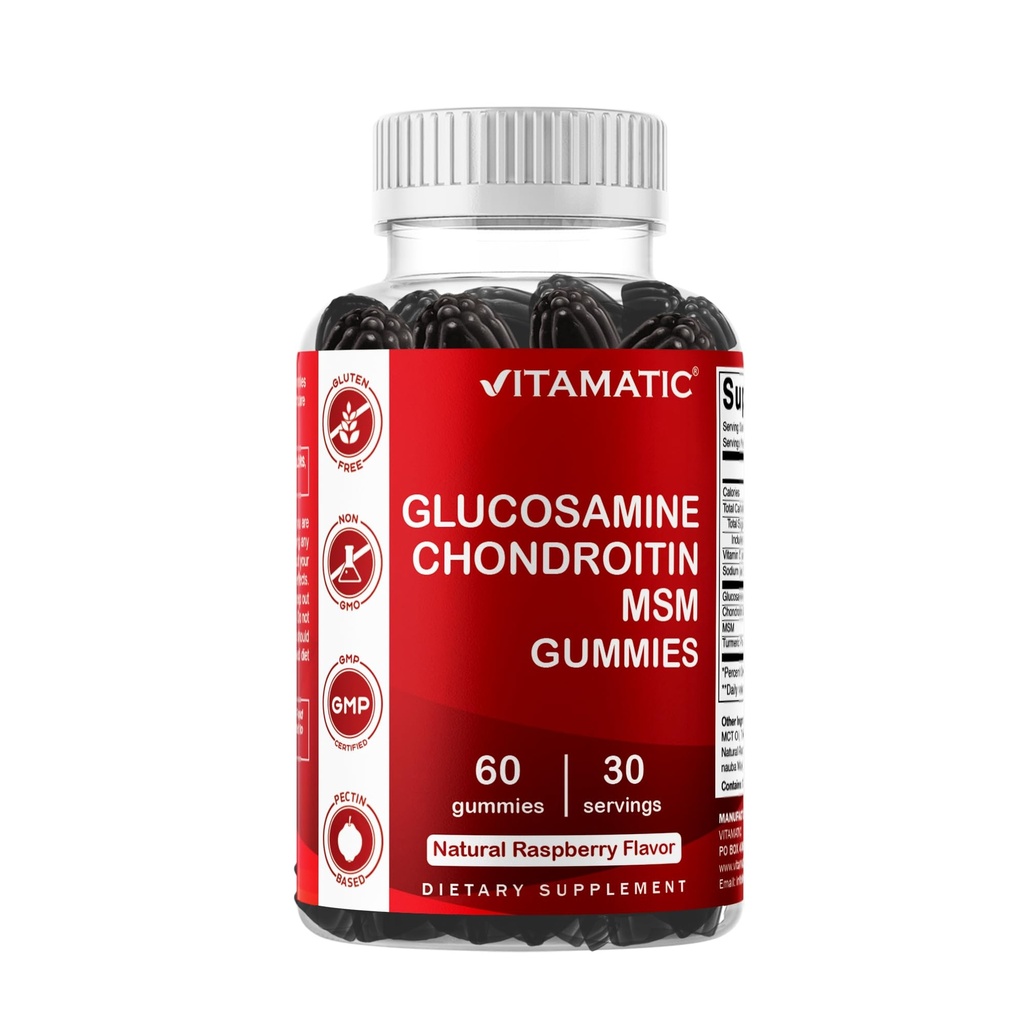Vitamatic Glucosamina Condroitin Gummies con MSM & Vitamina E – Joint Support Formula – 60 Gummie Vegane