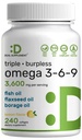 Triple Omega 3-6-9 Fish Oil Integratori 3600mg – 240 Softgels con Flaxseed Oil & Borage Oils Complex – Alta EPA + DHA – Pillole Burpless, Limone aromatizzato, Wild Caught – Cuore, Joint, & Brain Support
