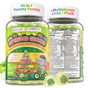 NEVISS Kids 4+ & Teens Super Greens 40-in-1 Gummis w/Multivitamin, Omega3 Iron, D3K2, Picky Eater Organic Super Fruits Veggies Superfood Gummy, Pilz, Lutein | Immune Bone Brain Energy, Sugar Free