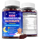 Bambini Magnesio Glycinate Gummies - Magnesio Glycinate Supplemento 200mg con L-teanina Omega-3 Calcium Vitamina D3 & B12 per bambini Zzz naturale a Bedtime &amp; Salute complessiva - Sugar Free & Non OGM