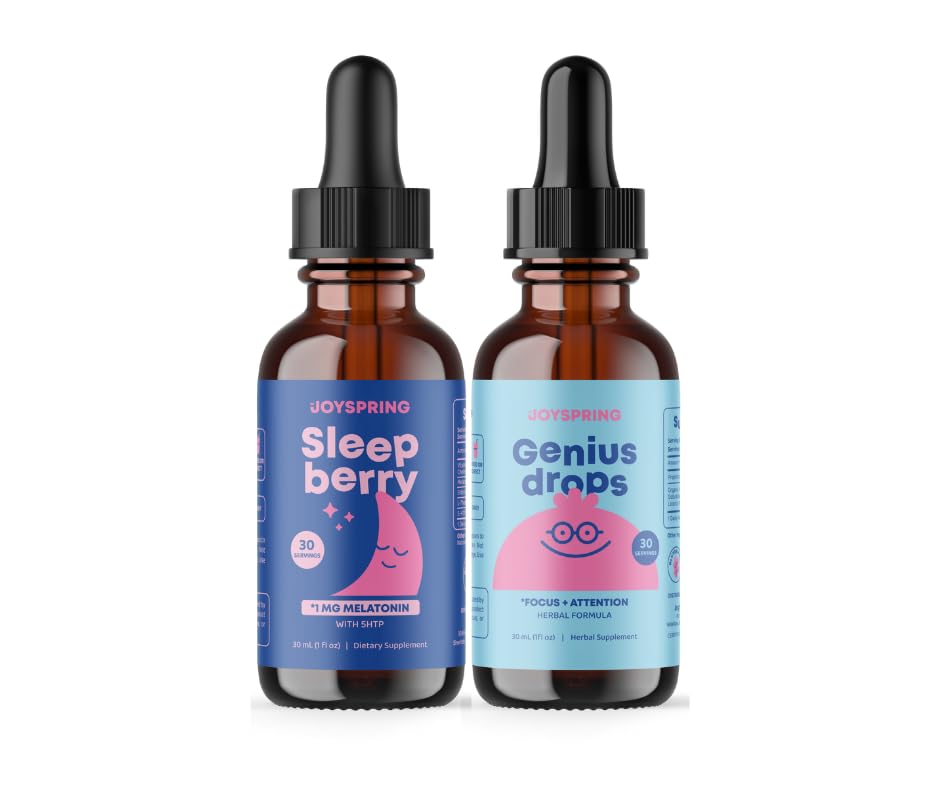 JoySpring Genius Drops and Sleepberry Melatonin 1MG for Kids