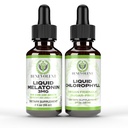 Liquid Melatonin für Kinder und Erwachsene 3mg & Liquid Chlorophyll Bundle - Natürliche Schlafhilfe Tropfen, Berry Vanilla Flavor, Made in USA - Schlafunterstützung & Skin Support
