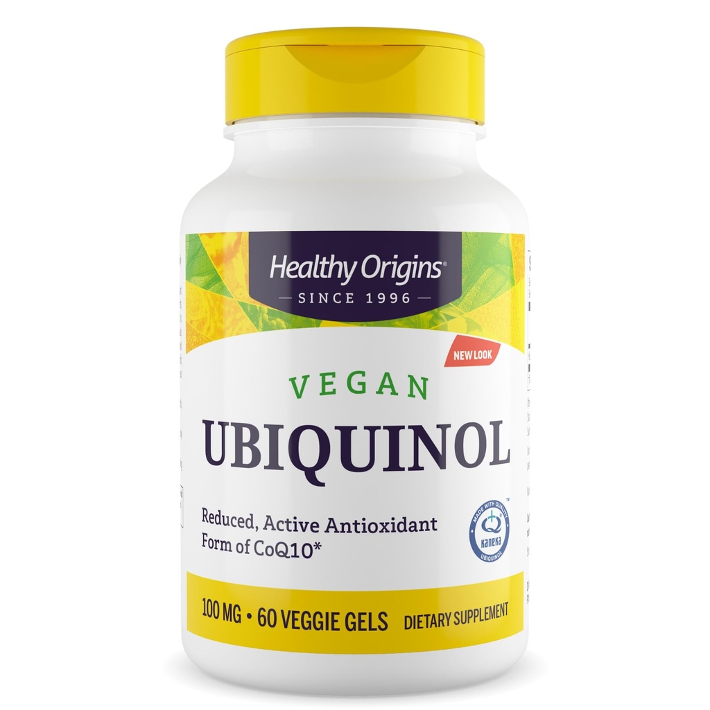 Gesunde Ursprünge Vegan Ubiquinol (Active Form von CoQ10), 100 mg - Kaneka Ubiquinol Ergänzungen für Herzgesundheit & Antioxidans Unterstützung - Glutenfreie & Non-GMO Ergänzung - 60 Veggie Gele