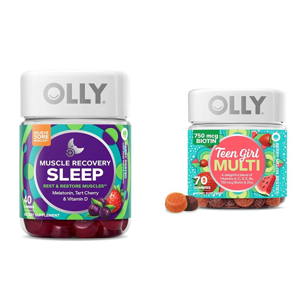 OLLY recupero del muscolo sonno gommoni 40 conte e ragazza adolescente multi pancia, vitamine, 70 conte