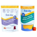 FIRST DAY Kids Calming Gummies (Strawberry) & Brain Focus Gummies (Peach) für Rest & Attention | Stimmung & Energie | No Melatonin | Stimulant-Free | Clean Label Project Verified® | Vegan | 30-tägige Versorgung