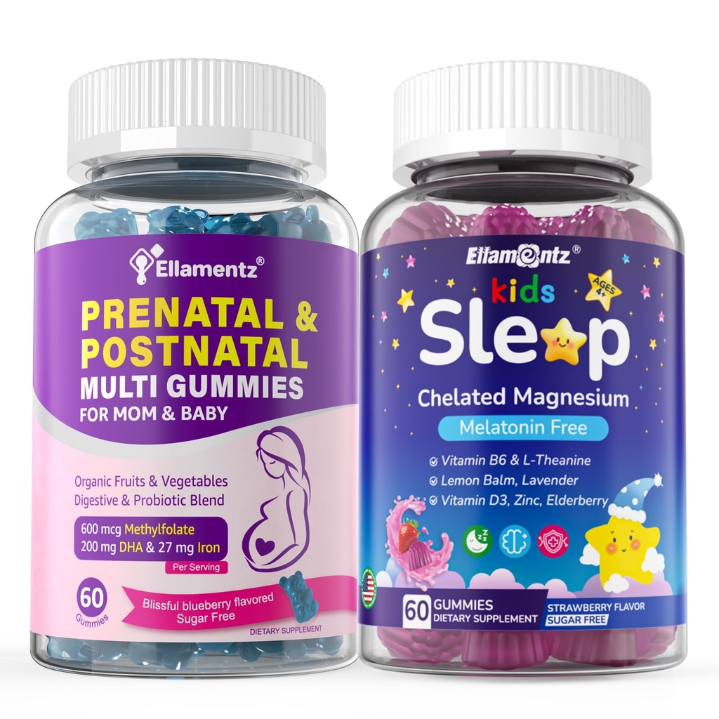Sugar Free 2 Pack Prenatal Vitamine für Damen Gummi + 1 Pack Kinder Schlafgummis