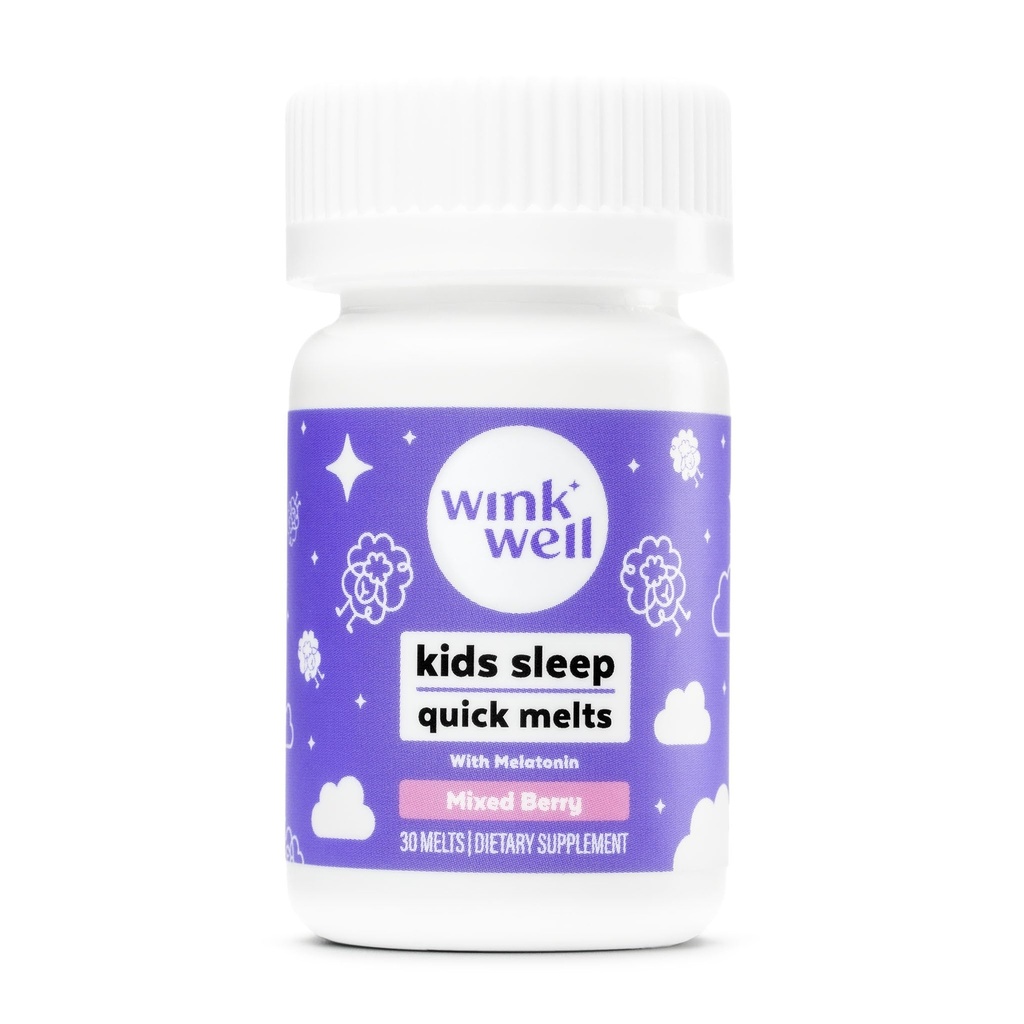 Wink Well Kids Melatonin Chewable Melts-Sleep Aid Chews mit Melatonin 1mg- Quick Deep Kleinkind Sleep Aid, Drug-Free-Fast, Non-Habit-Forming Child Melatonin löst Tablets- 30 Melts