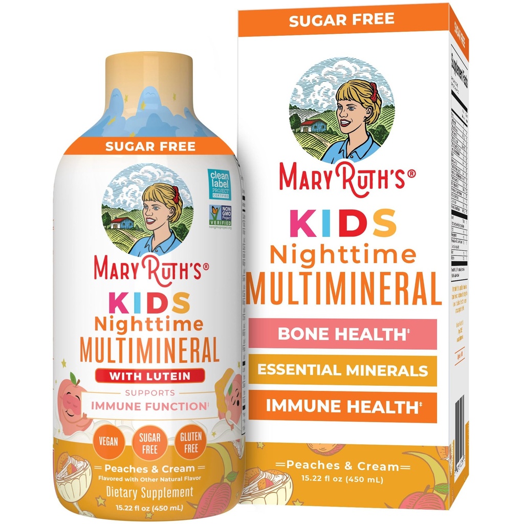 Kinder Liquid Nighttime Multimineral by MaryRuth's | Knochengesundheit | Immunfunktion | Bedtime Supplement | Kinder Vitamine | Magnesium | Vegan | Zucker Free | 30-180 Servierungen | 15.22 fl oz