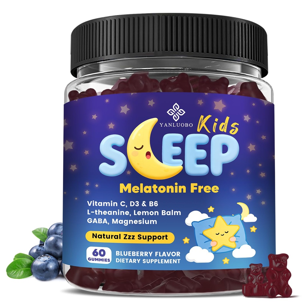Bambini Dormire Gummies Melatonin Gratis - con Magnesio Glycinate, Limone Balm, L-teanina & GABA - Relax rilassante, Sostenere il sonno naturale, Quiet Mind - Berry Flavor, Non-Habit Forming