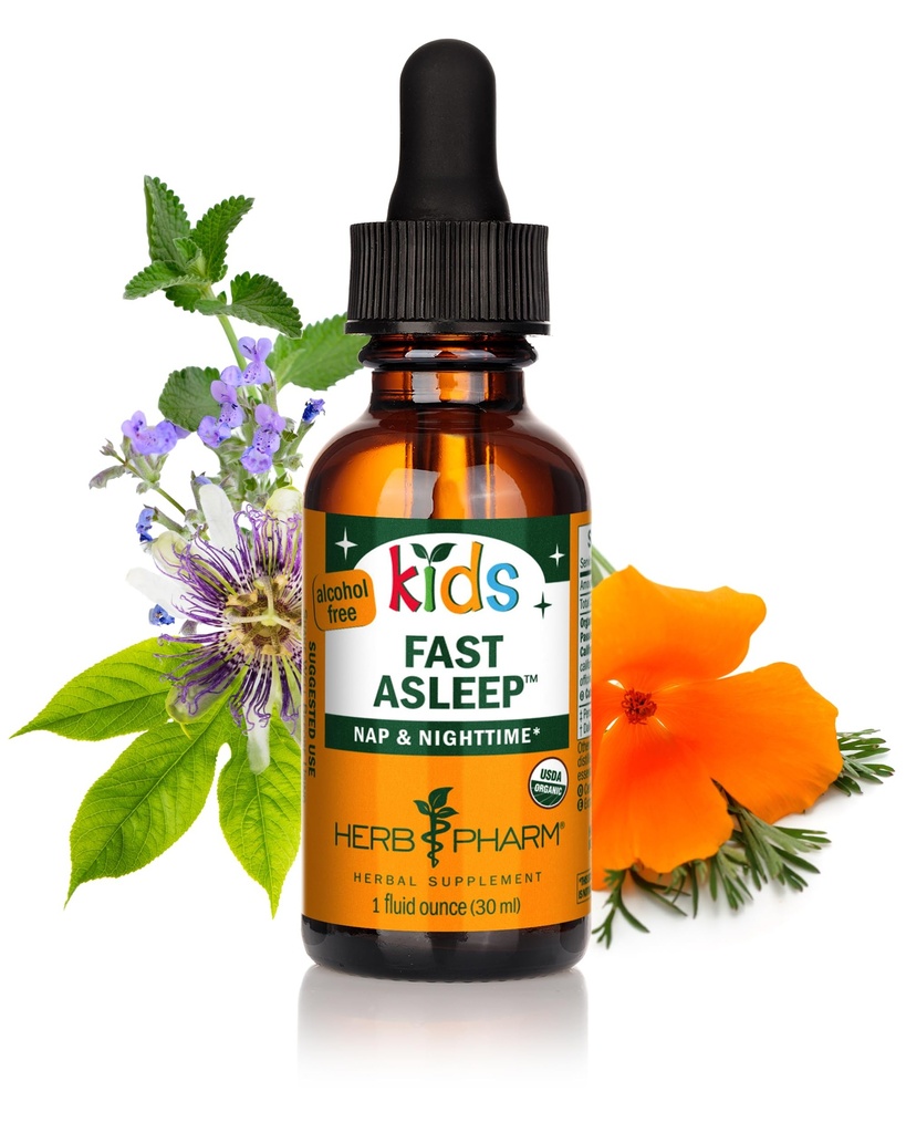 Bambini Fast Asleep – Tasty, Organico, Alcohol-Free bambini sonno Estratto di erbe con limone Balm, California Poppy & Passionflower, Soothes Nap & Nighttime Transitions, Vegan, 1 Oz