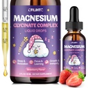 Magnesio Glycinate Liquido per Bambini - Magnesio Bisglycinate Gocce con L-teanina, Camomilla & Vitamina B6, B12, C, D3 per il sonno, Rilassamento, Supporto immunitario, Calma & Focus - 2 Fl Oz, Aroma di fragola