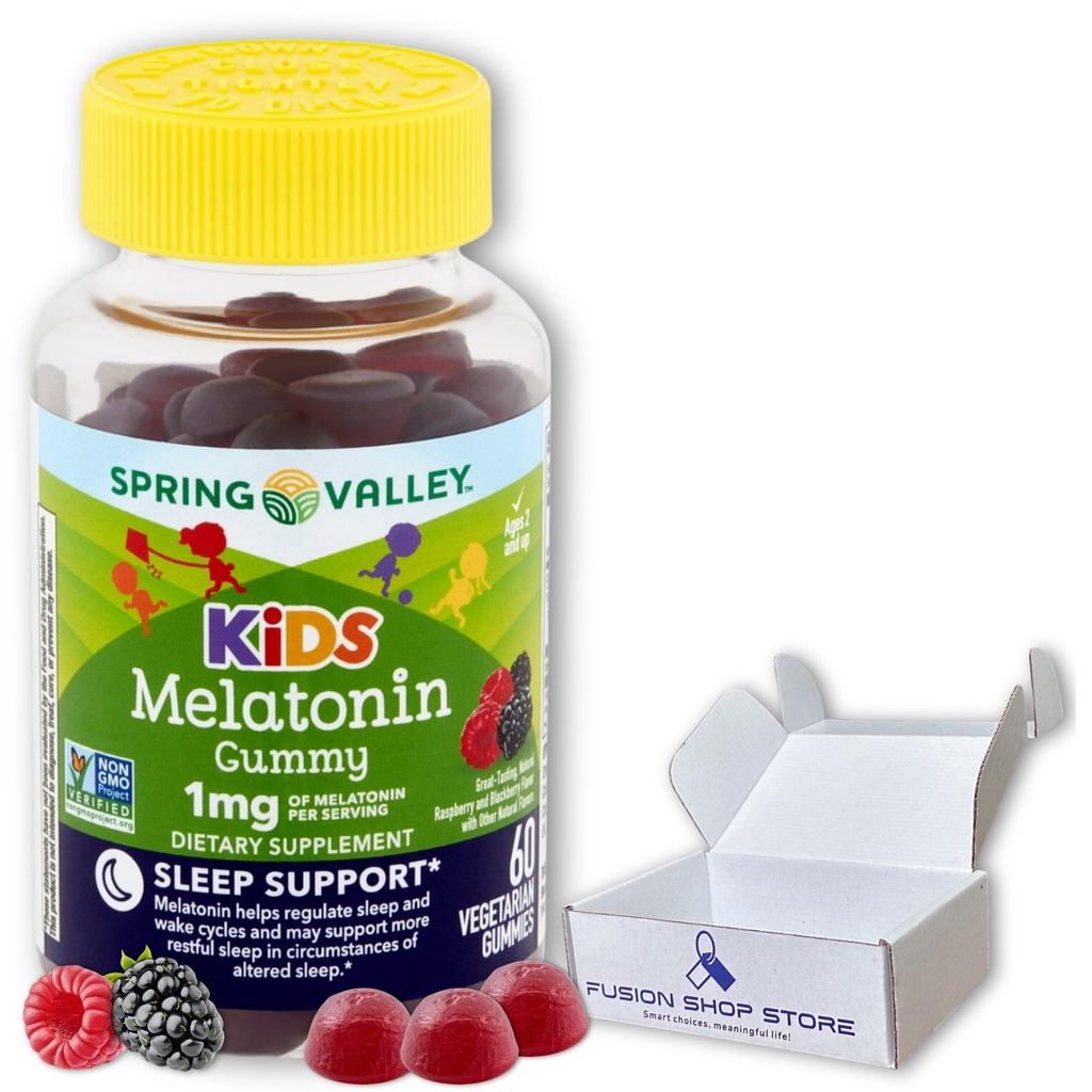 Enfants Mélatonine Gommies 1mg- Arôme de framboise, 60 Nombre (paquet de 1)