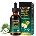 Soursop Bitters Liquid Drops 12-in-1 Complex - 2 Fl Oz | Arricchito con Sea Moss, Moringa, Turmeric & Ashwagandha Extract | Tonico Herbal per il supporto immunitario & Digestive Wellness | Vitamina C & D3 | Vegan