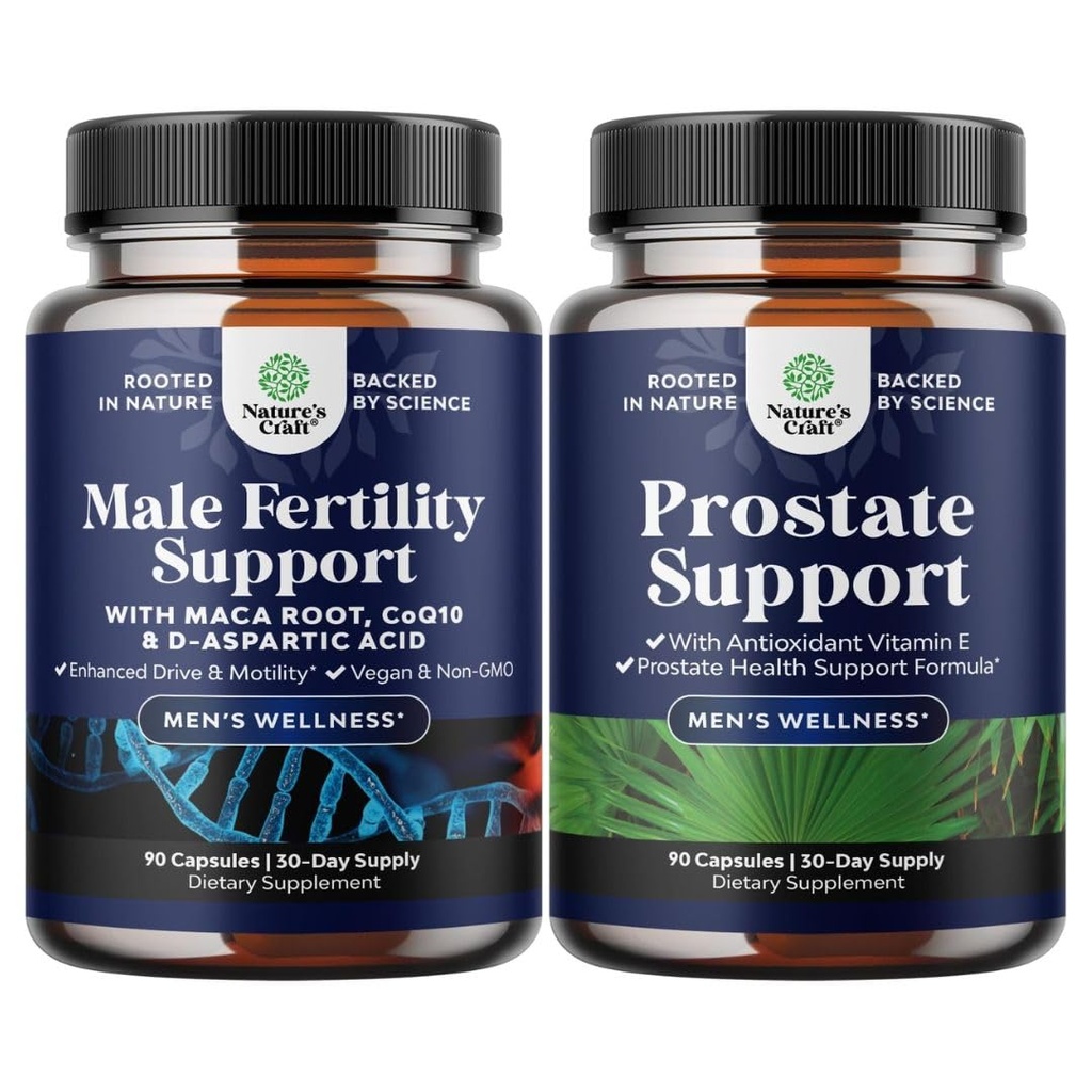 Bundle of Pre Conception Male Fertility Supplement mit CoQ10, Maca Root, Methyl Folate & D-Aspartic Acid und Kräuter Prostata Supplement für Männer - Beta Sitosterol & Grüner Tee für Urinary Tract Support