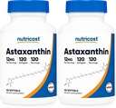 Nutricost Astaxanthin 12mg, Non-GMO und Glutenfrei, 120 Softgels (4 Monate Versorgung) (Pack von 2)