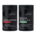 Sport Research® Vegan Antioxidant Support Pack - Omega-3 Algae Öl und Pflanzen basierte Astaxanthin Softgels für Antioxidante Aktivität, Haut und Augengesundheit (60 Veggie Softgels Jede)