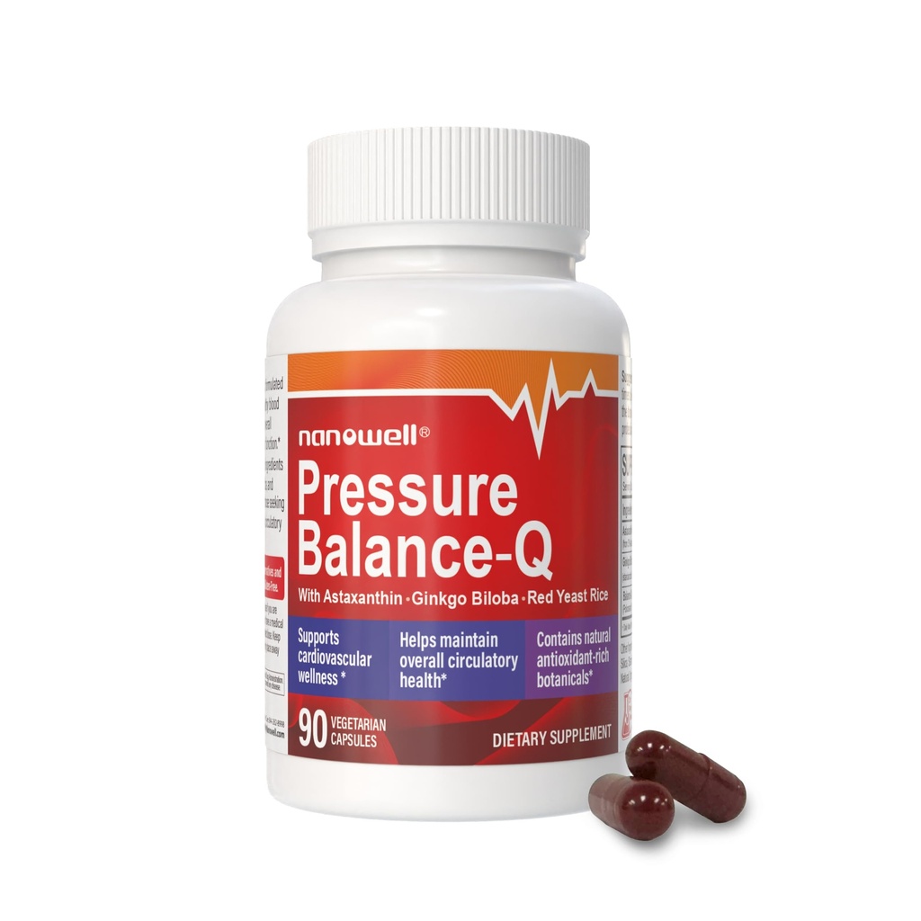 NANOWELL® Formule antioxydante avec Astaxanthine naturelle non-OGM 12 mg par gélule, Ginkgo Biloba, Policosanol, Riz de levure rouge et extrait de romarin 90 Capsules végétariennes