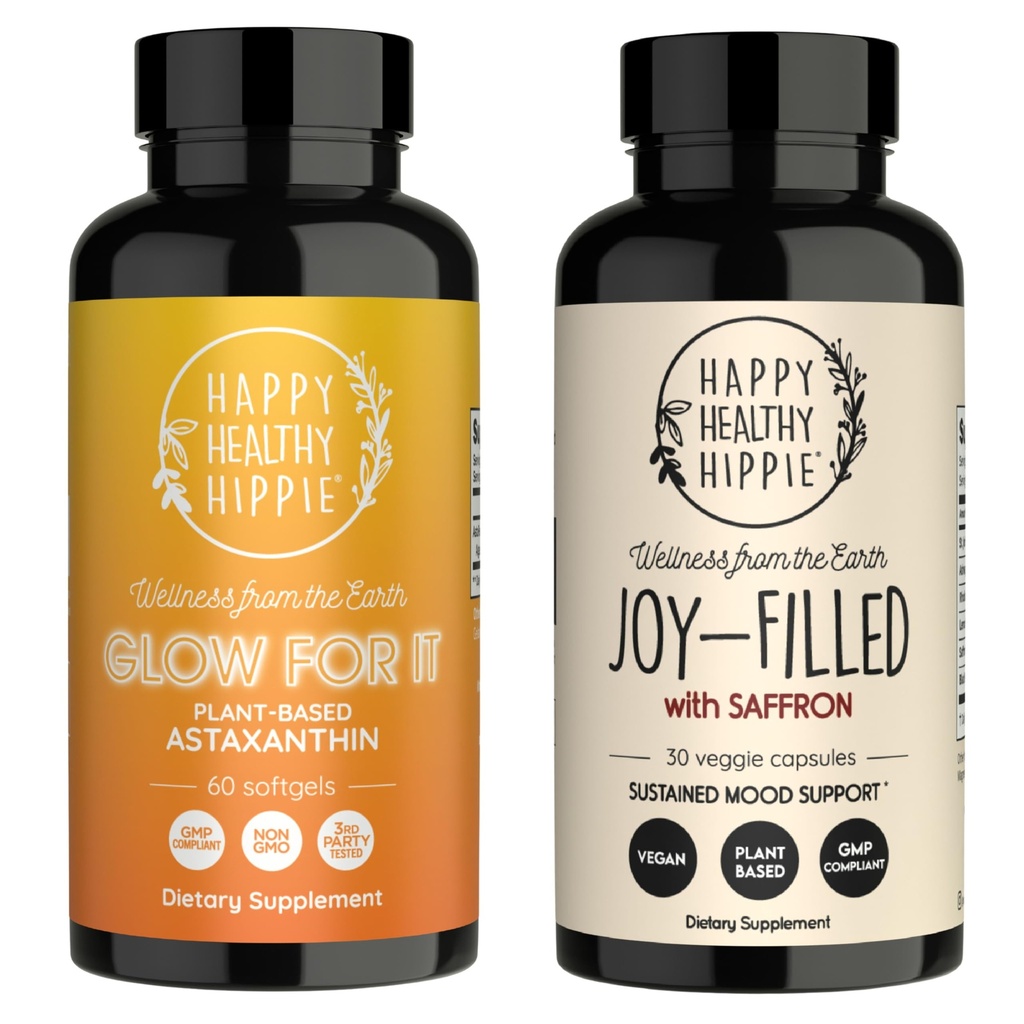 Happy Healthy Hippie Joy-Filled mit Saffron Mood Unterstützung Ergänzung & Glow für es Astaxathin Ergänzung
