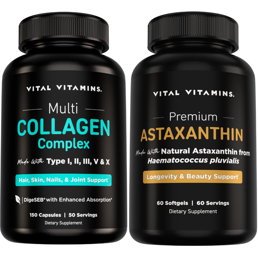 Vitamines vitales Multicollagène 150 ct + Complexe antioxydant d'astaxanthine 60 ct