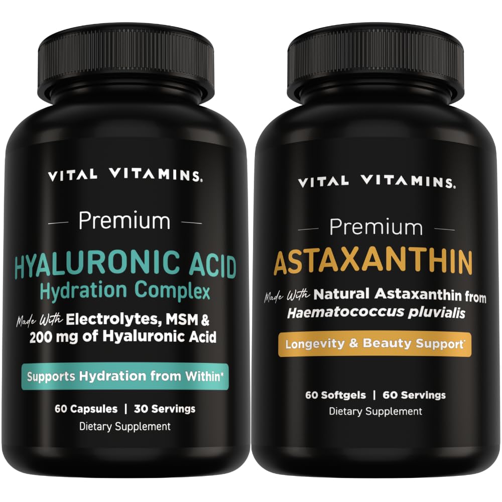 Vitamines vitales Complexe acide hyaluronique 60 ct + Astaxanthine 60 ct