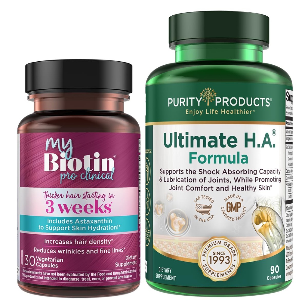 Prodotti di purezza Bundle - MyBiotin ProClinical + Ultimate H.A. MyBiotin ProClinical (Biotin, MB40X Matrix, Astaxanthin) - Ultimate H.A. (BioCell Collagen, Quercetin, Acido ialuronico +More)