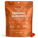 Gummies de bronzage de la peau Savanna, avec vitamine C et E, astaxanthine, bêta carotène, radiance de la peau et hydratation pour la recherche naturelle Glow, Bronzing, non-OGM, végétalien et sans sucre - 60 Compte (1)
