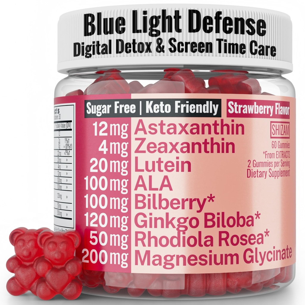 Rhodiola Rosea ALA Ginkgo Biloba Astaxanthin Lutein Zeaxanthin Bilberry Magnesium Glycinate Gummies for Eyes Brain Kids, Rhodiola ALA Capsule Pills Tincture Supplements Alt, 300mg 24mg 20mg 12mg 40mg
