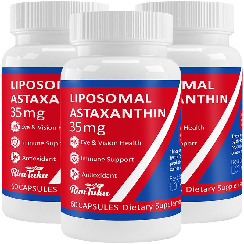 35mg Supplément d'astaxanthine liposomale - Support puissant antioxydant pour la peau, les articulations et la santé des yeux - formule naturelle anti-âge avec l'astaxanthine pure - végétalien, non-OGM, 180 capsules