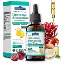 Astaxanthine liposomale 24mg gouttes liquides, 11-en-1 Antioxydant avec l'huile MCT, Lycopène et huile de noix de coco biologique, source de microalgues fraîches, soutient la santé articulaire de la peau des yeux pour les femmes et les hommes, arômes de citron