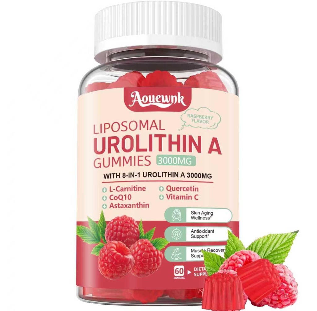 1 Confezione 3000mg Urolitina Liposomal A 8-in-1 Fornitura di Gummies, Contiene CoQ10, Resveratrolo, L-Carnitina, Quercetina, Vitamina C, Astaxantina, Mito & Cell Support, Anti-invecchiamento, Metabolismo & Energy Boost