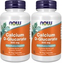 NOW Integratori alimentari, Calcium D-Glucarate 500 mg, Supporto di disintossicazione*, 90 capsule di veg, (Pacchetto di 2)