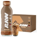 Shake aux protéines prêtes à boire RAW, Mocha Latte - Shake aux protéines de RTD avec des protéines de lactosérum herbeux pour la post-entraînement - Zéro-sucre et sans gluten pour le repas de remplacement et le petit déjeuner, 12 Fl Oz