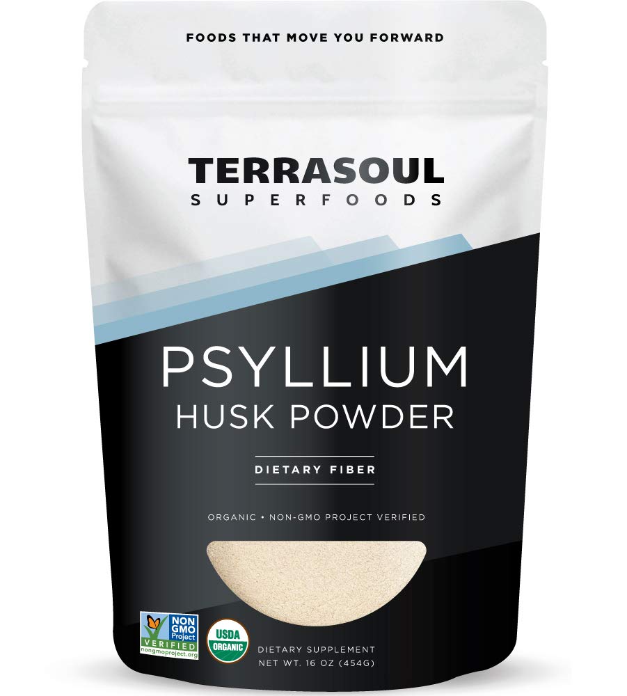 Terrasoul Superfoods Bio Psyllium Husk Pulver, 1 Lb - Superfine Textur | 99% Reinheit | Perfekt für glutenfreies Backen | No Purple Breads