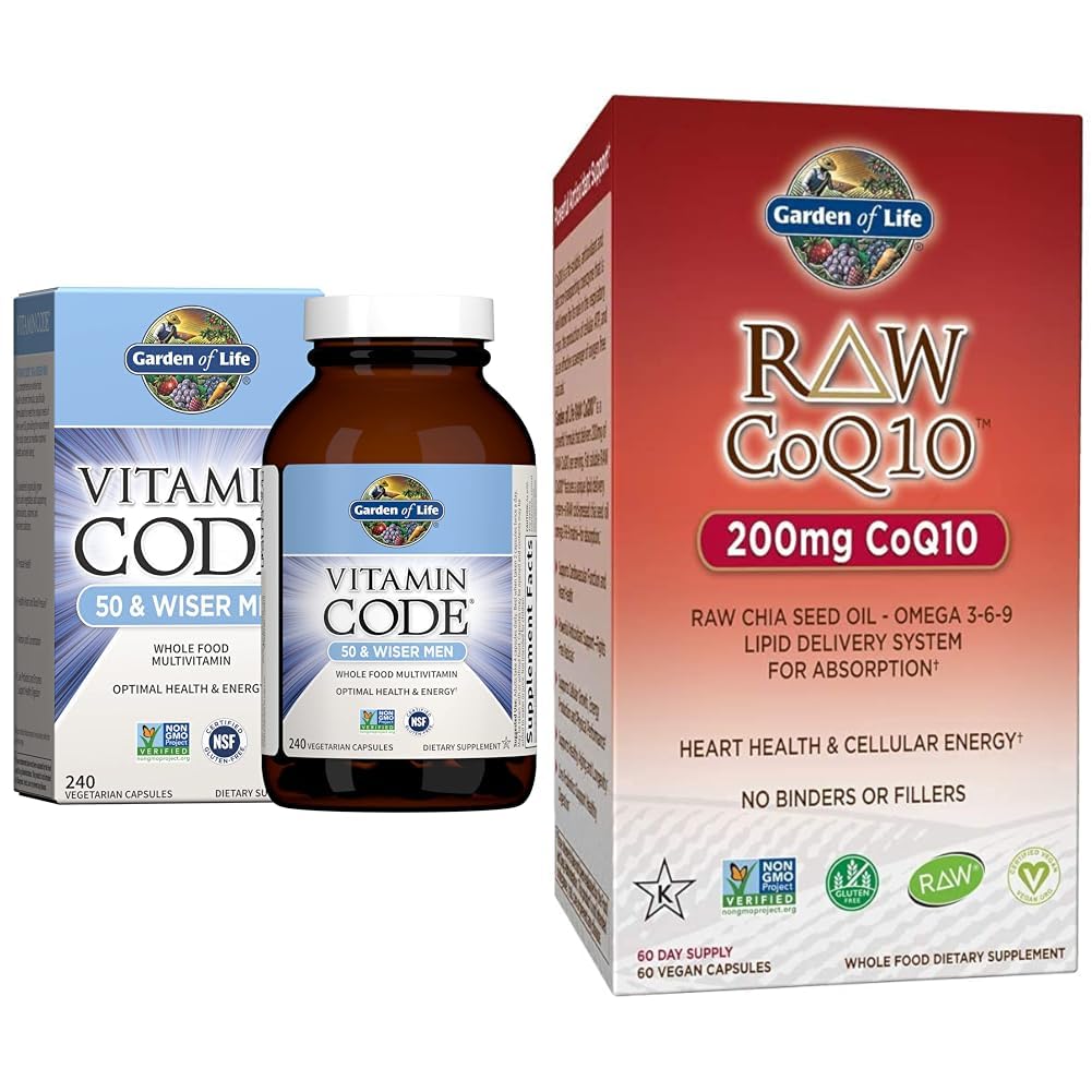 Giardino della vita Multivitaminico per gli uomini - Vitamina Code 50 & Vegetariano Omega 3 6 9 Supplemento - Raw CoQ10 Chia Seed olio Whole Food Nutrition with Antioxidant Support