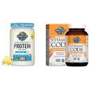Garten des Lebens Bio Vegan Vanille Protein Pulver 22g - Vitamin-Code Vitamin C 120 Kapseln Bundle