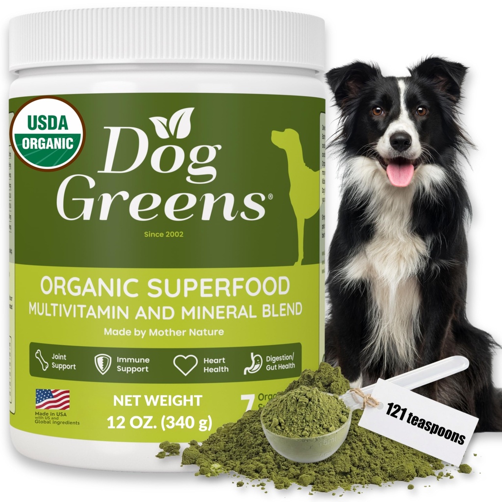 Superfood Multivitamin Powder - Vitamines et suppléments de chien, Kelp biologique, Spiruline, La mousse de mer pour la nourriture maison, les kibbles et les repas crus, l'énergie, Immune, Joint & Skin Support pour tous les âges