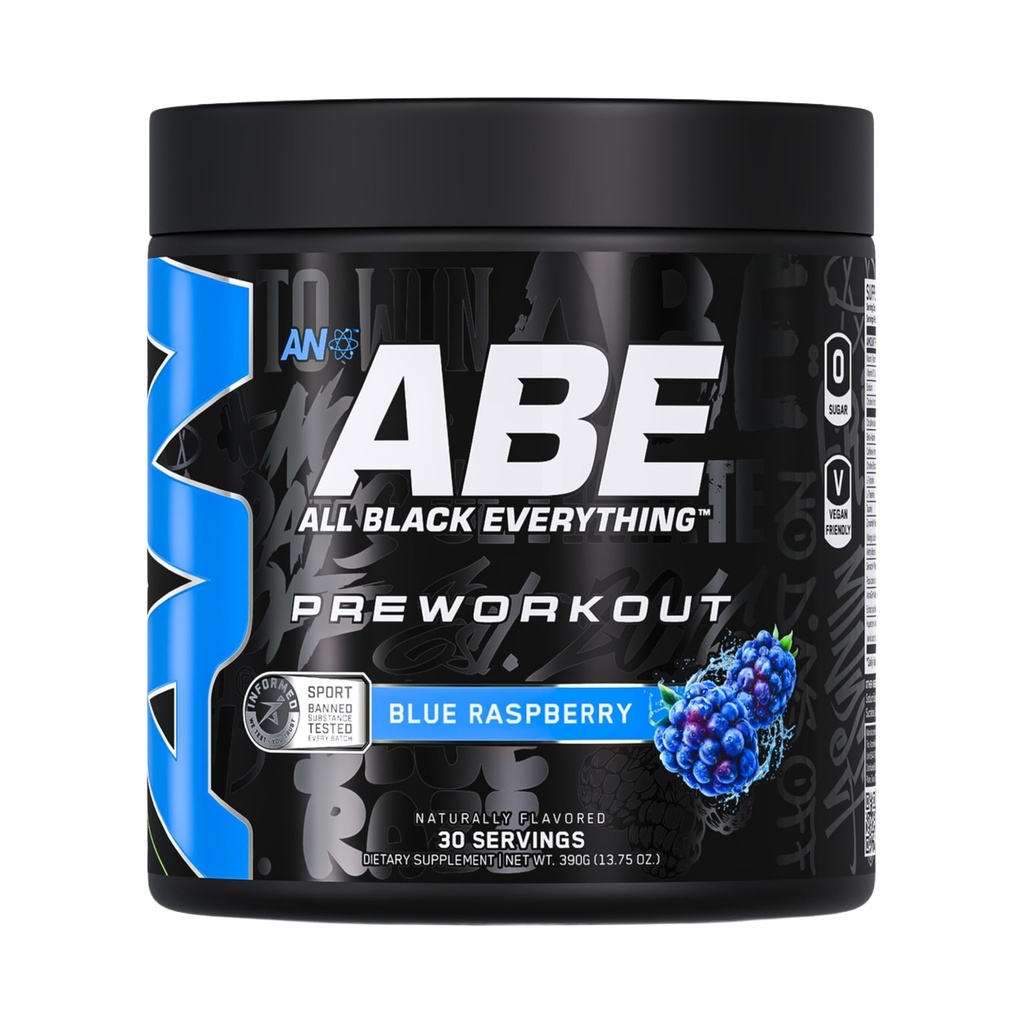 Tutto nero Tutto Pre-Workout Polvere | Preworkout Energy Drink Mix | 350mg Caffeina | Beta Alanine & Citrulline | Integratore energetico per uomini e donne | Blue Razz | 30 Serve