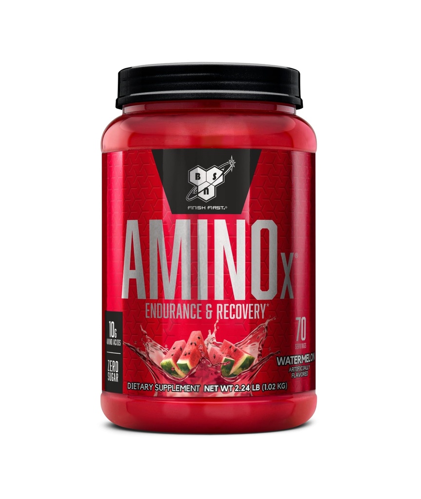 BSN Amino X Muscle Recovery & Endurance Powder, BCAAs, 10 Gramm Aminosäuren, Keto Friendly, Koffeinfrei, Support Endurance, Zero Sugar, Watermelon, 70 Portionen, 35.84 Unze (Packaging May Vary)