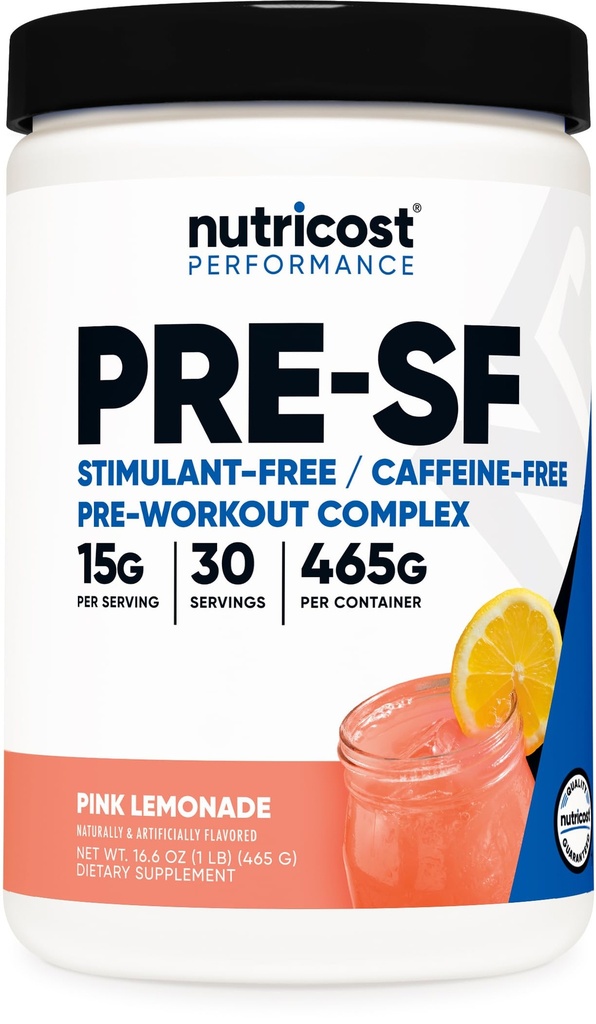 Nutricost Stim-Free Pre-Workout, 30 Serve (Pink Lemonade) - Caffeina Free, Stimulant Free, Non-OGM, Gluten Free