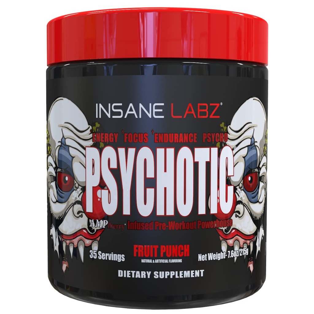 Insane Labz Psicotica, Polvere pre allenamento ad alto livello, estrema energia di ultimazione, messa a fuoco e resistenza con Beta Alanine, Creatina Monoidrato DMAE, 35 Srvgs (Punto di prua)